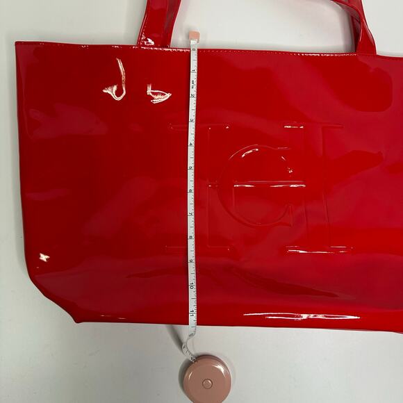 Carolina Herrera Good Girl Red Patent Tote Bag with Embossed Logo - Picture 9 of 12
